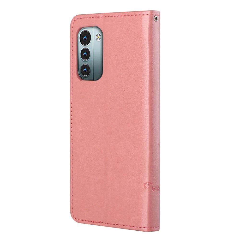 Nokia G11/G21 Leather Cover Imprinted Butterflies Pink