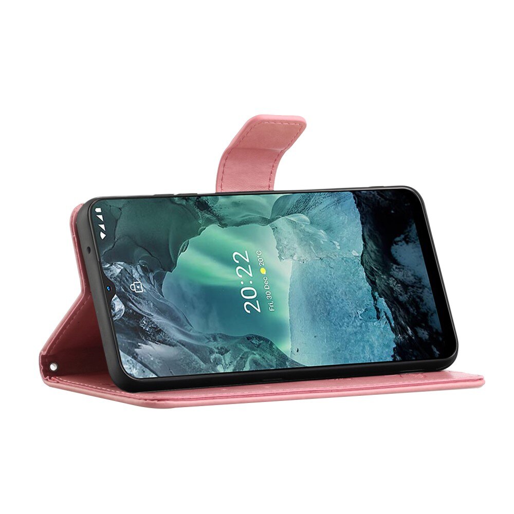  Nokia G11/Nokia G21 Leather Cover Imprinted Butterflies Pink