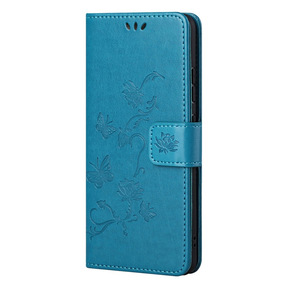 Nokia G11/G21 Leather Cover Imprinted Butterflies Blue