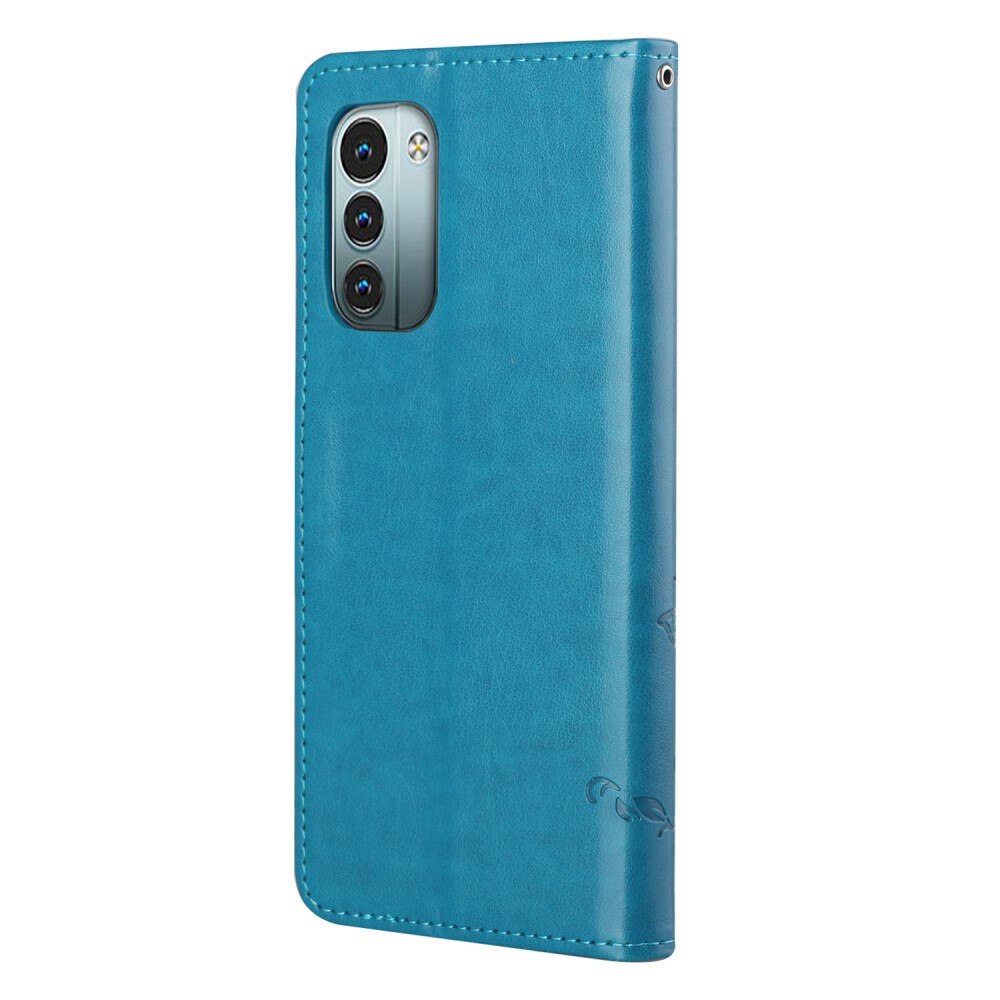 Nokia G11/G21 Leather Cover Imprinted Butterflies Blue