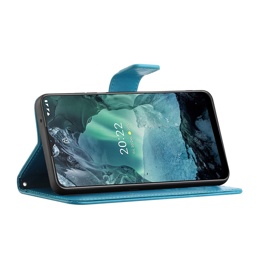  Nokia G11/Nokia G21 Leather Cover Imprinted Butterflies Blue