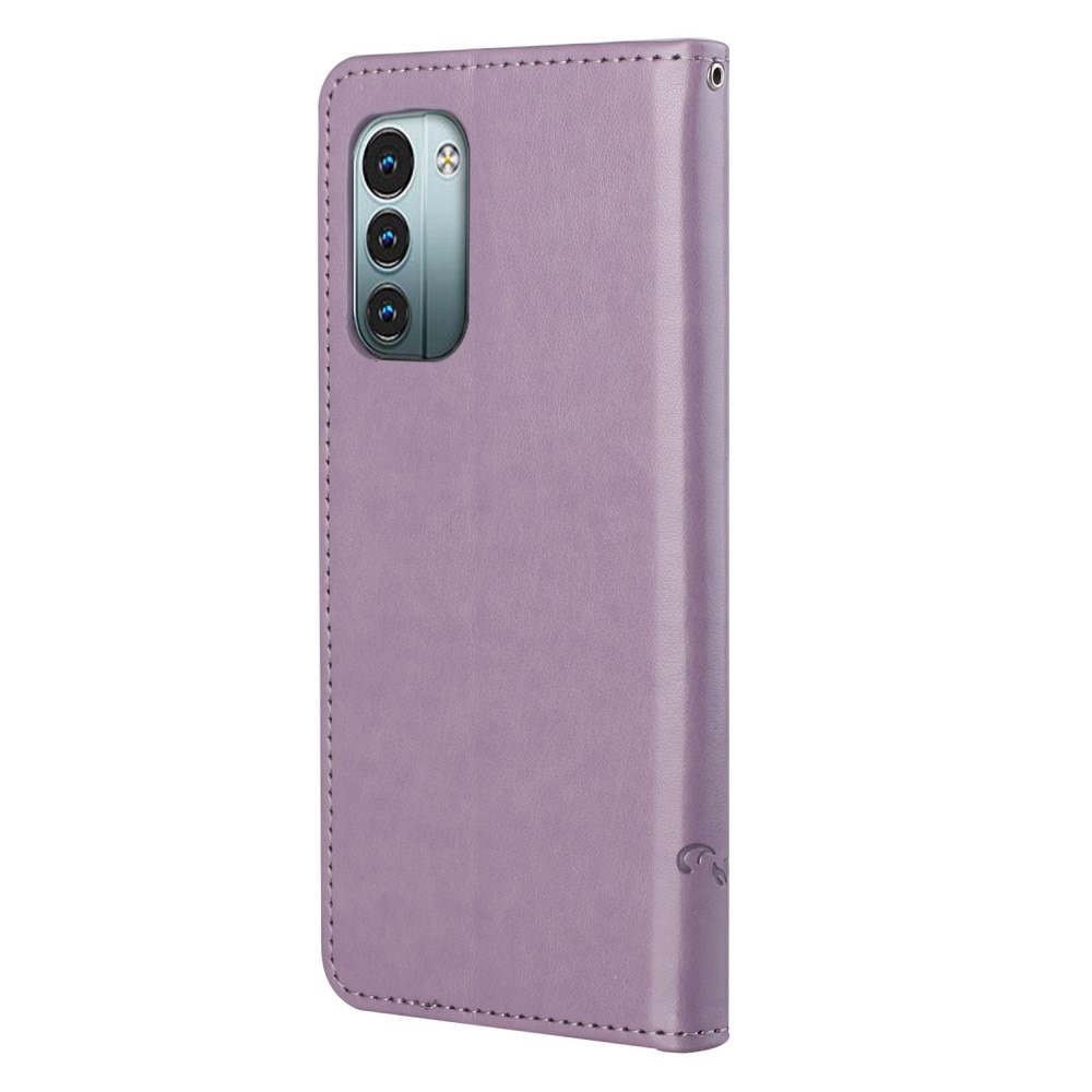 Nokia G11/G21 Leather Cover Imprinted Butterflies Purple