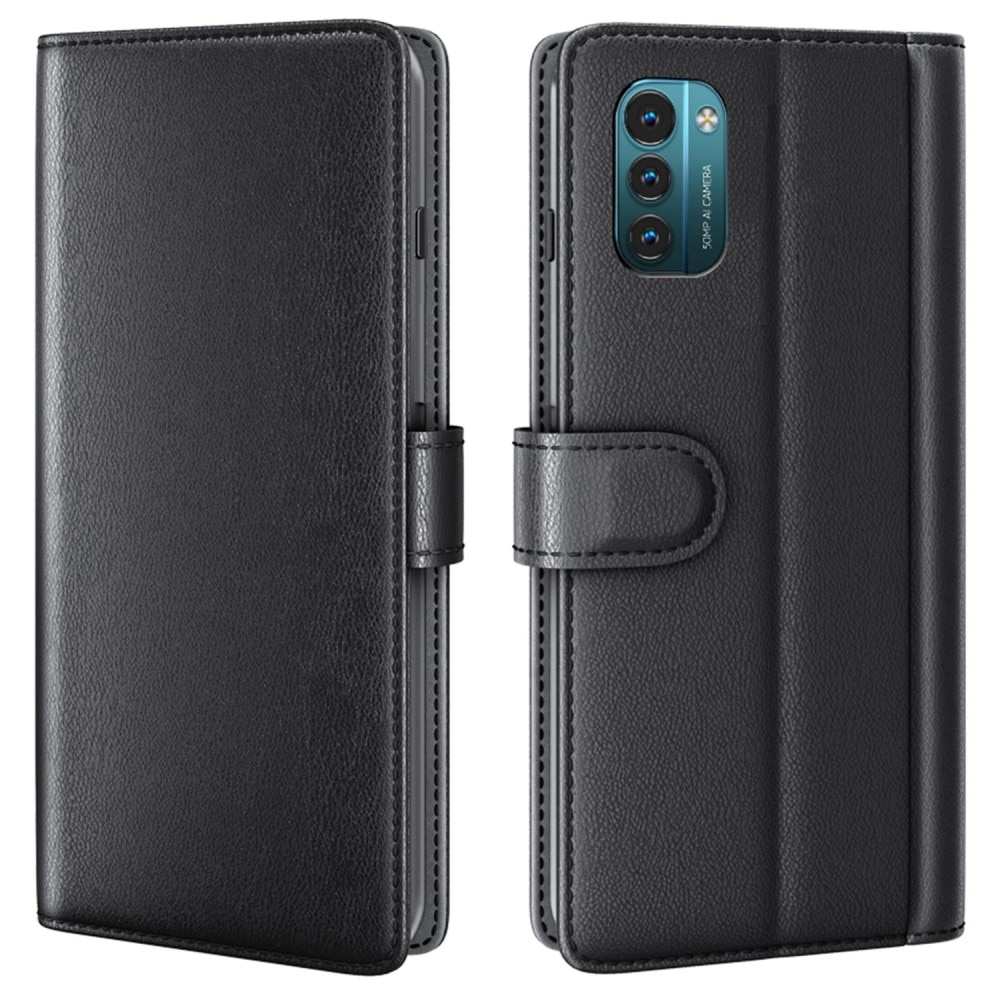 Nokia G11/G21 Genuine Leather Wallet Case Black