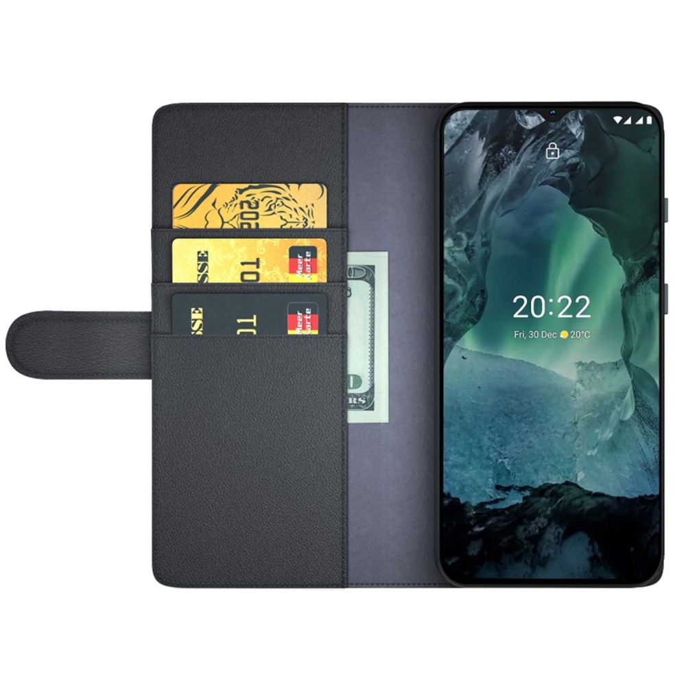  Nokia G11/Nokia G21 Genuine Leather Wallet Case Black