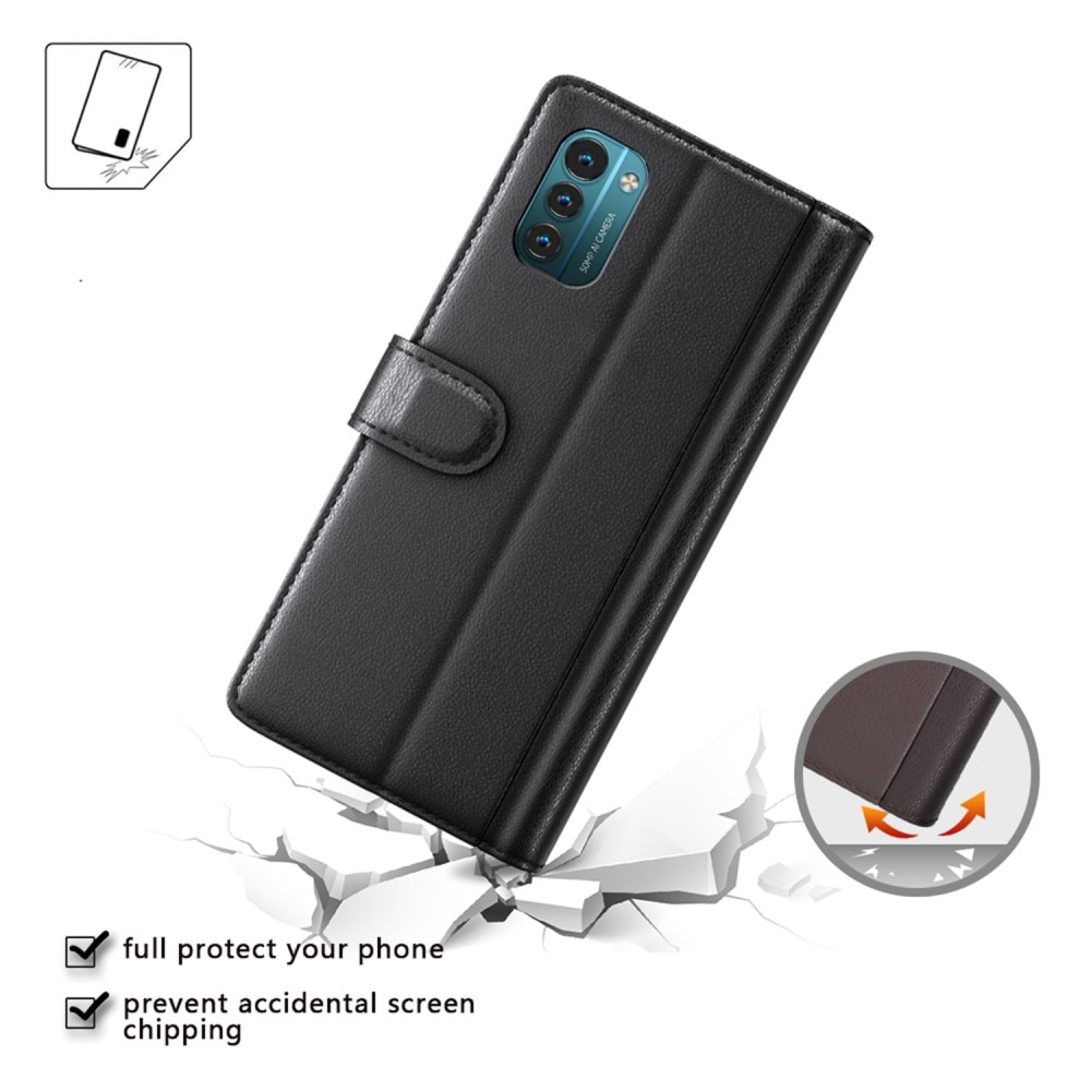  Nokia G11/Nokia G21 Genuine Leather Wallet Case Black