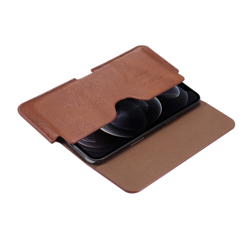 Leather Belt Bag for Phone M Brown