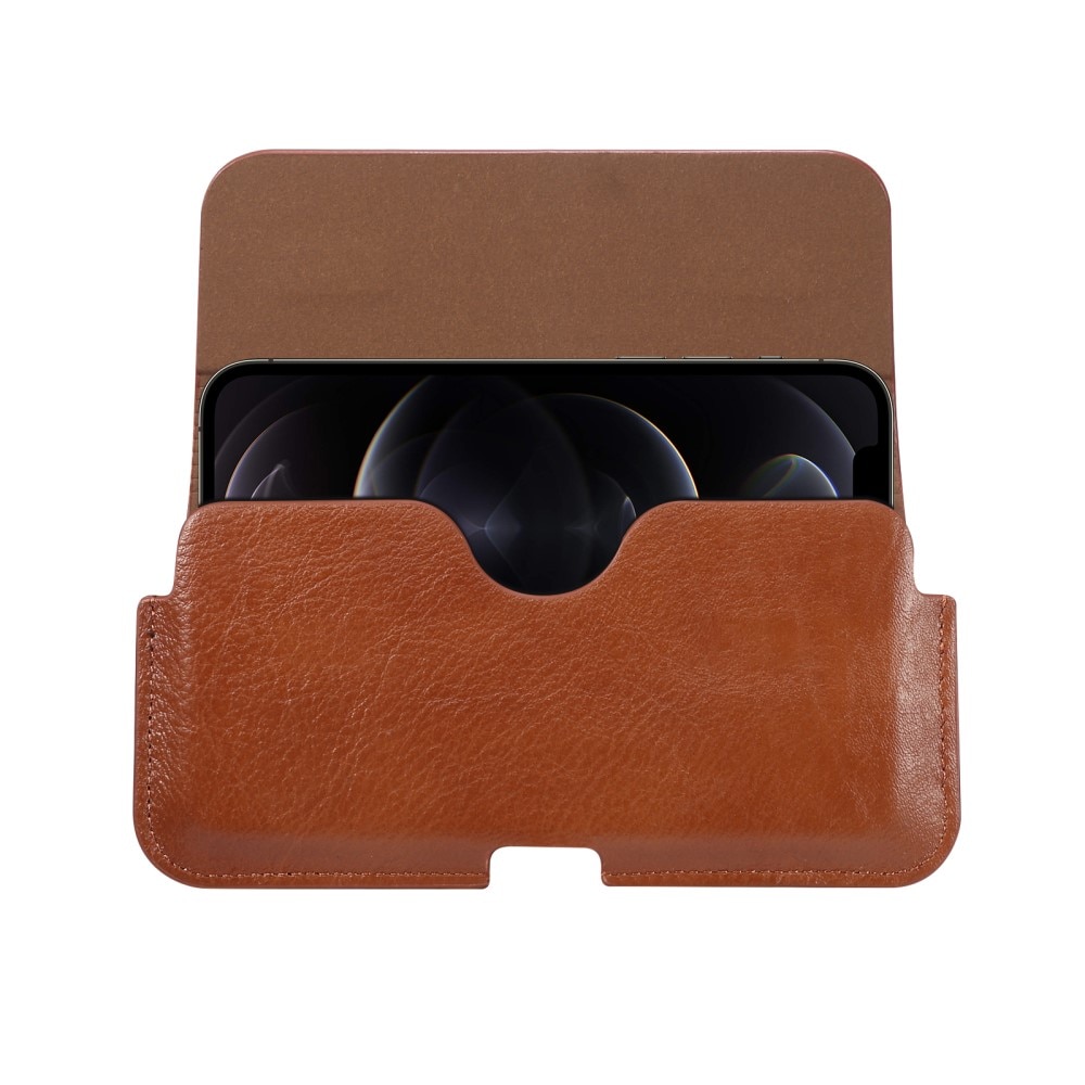 Leather Belt Bag for Motorola Moto G34 Brown