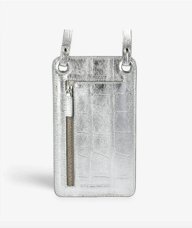 Smart Crossbody Bag Croco Silver