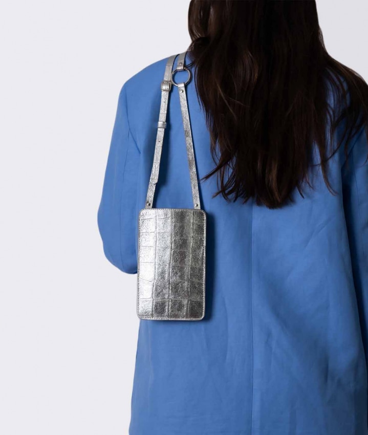Smart Crossbody Bag Croco Silver