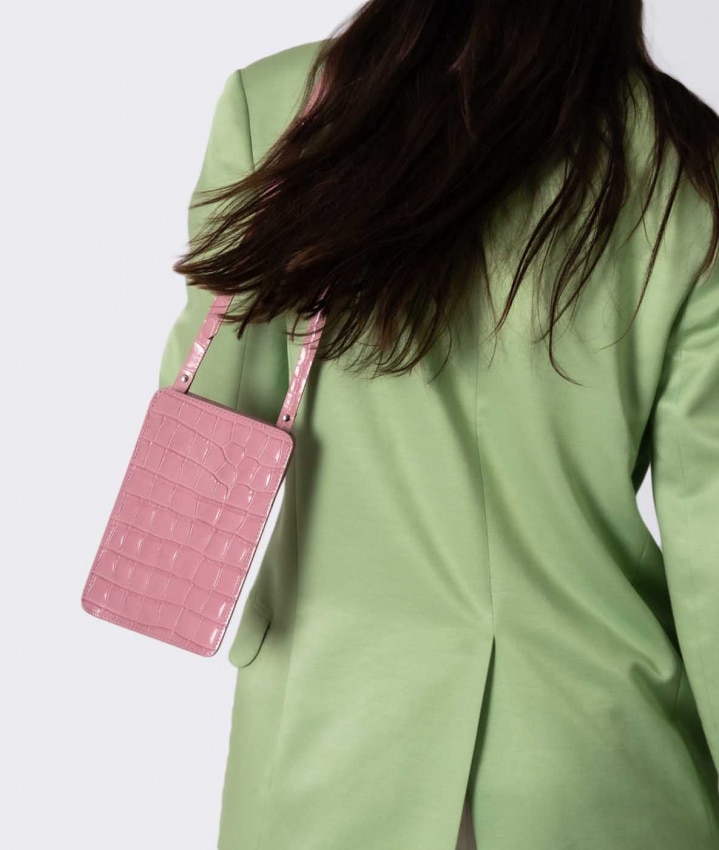 Smart Crossbody Bag Croco Pink