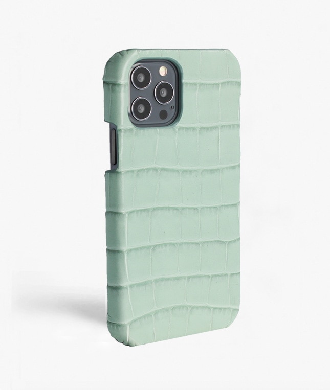 iPhone 12 Pro Max Case Croco Light Green