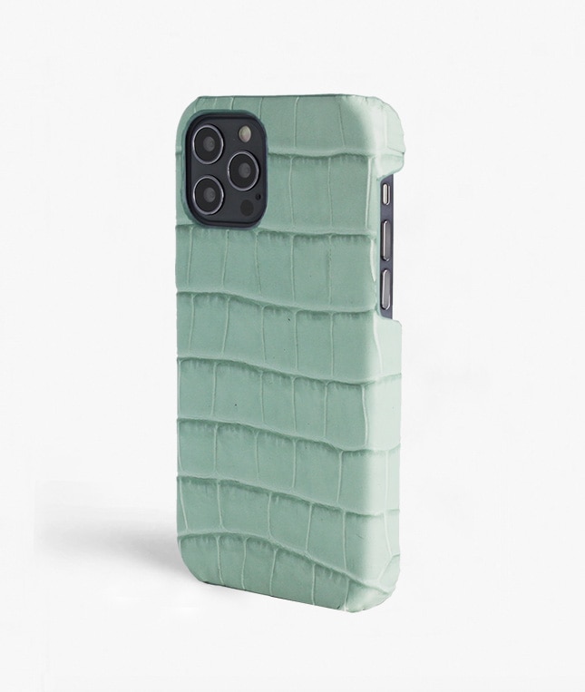 iPhone 12 Pro Max Case Croco Light Green