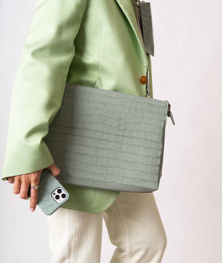 Laptop Bag 15" Croco Pastell Teal