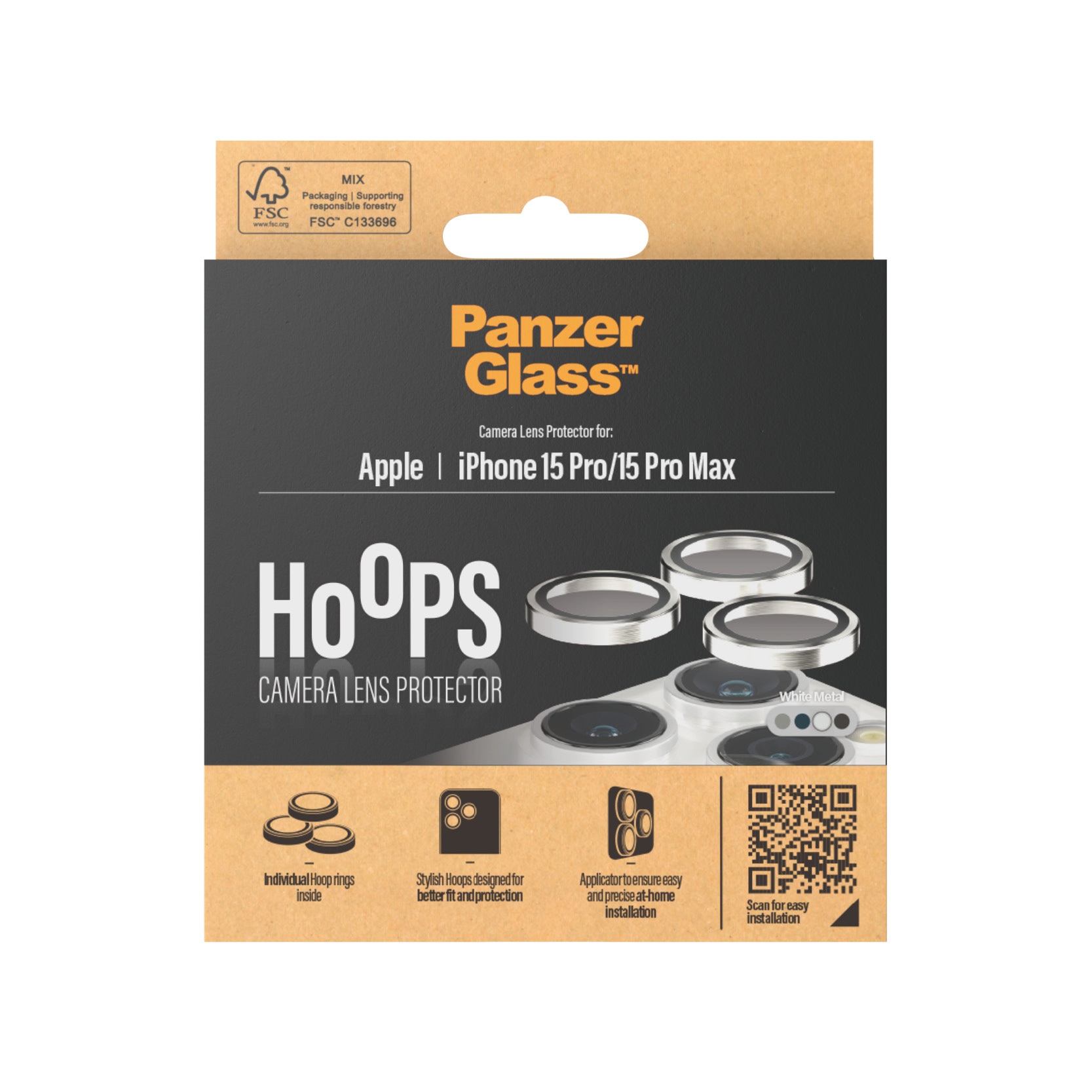 iPhone 15 Pro Hoops Camera Lens Protector White  Metal