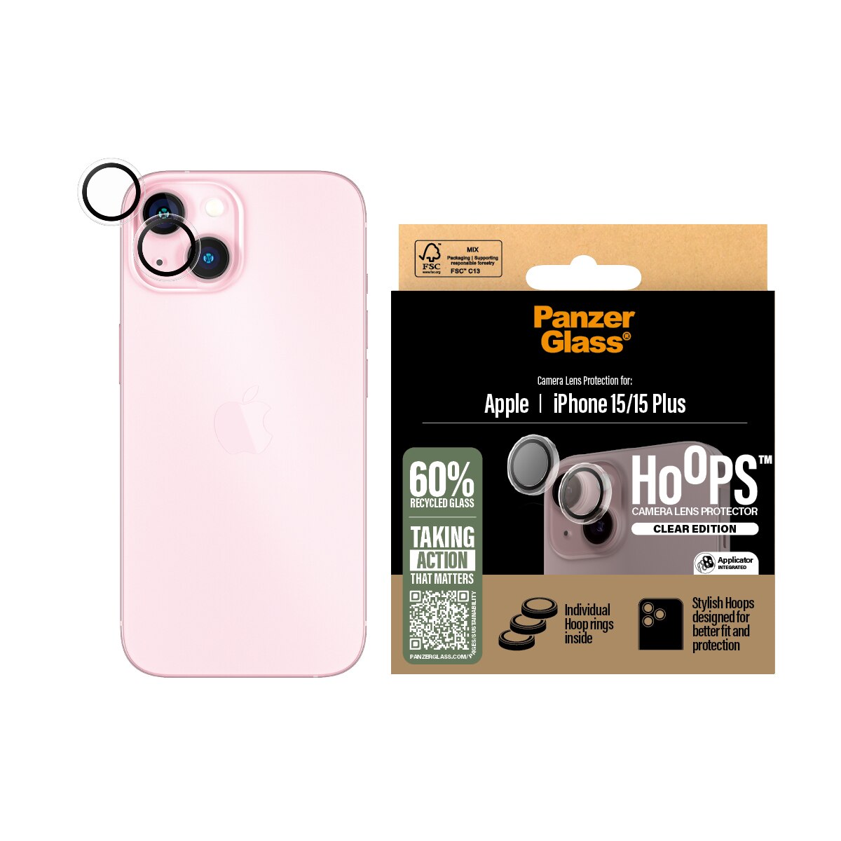 iPhone 15 Hoops Camera Lens Protector Transparent