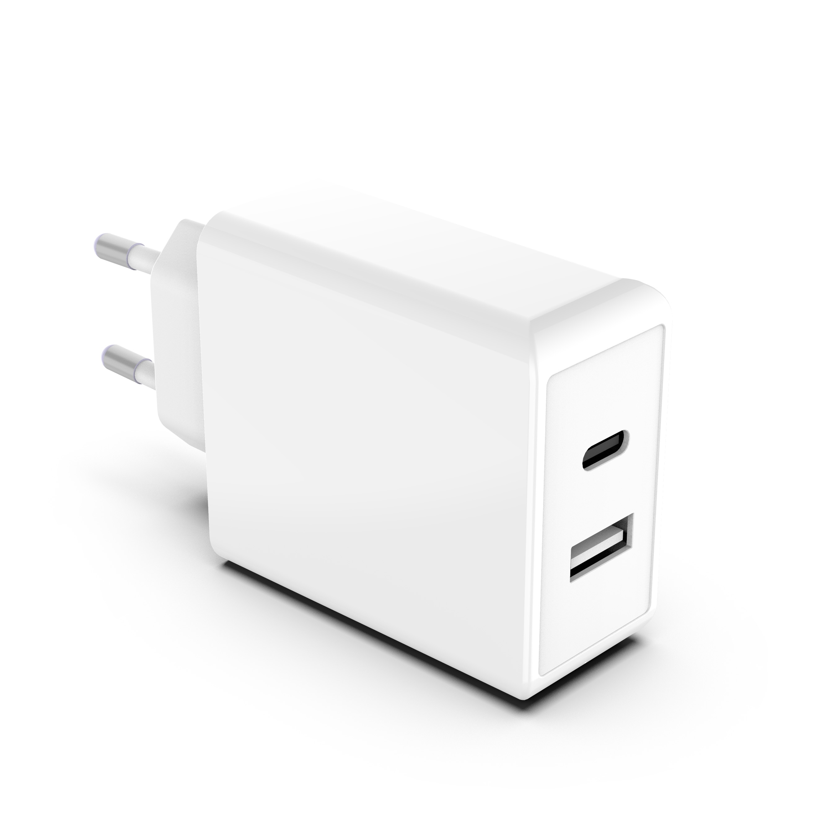 Dual USB-C+A Power Adapter 65W Power Delivery White