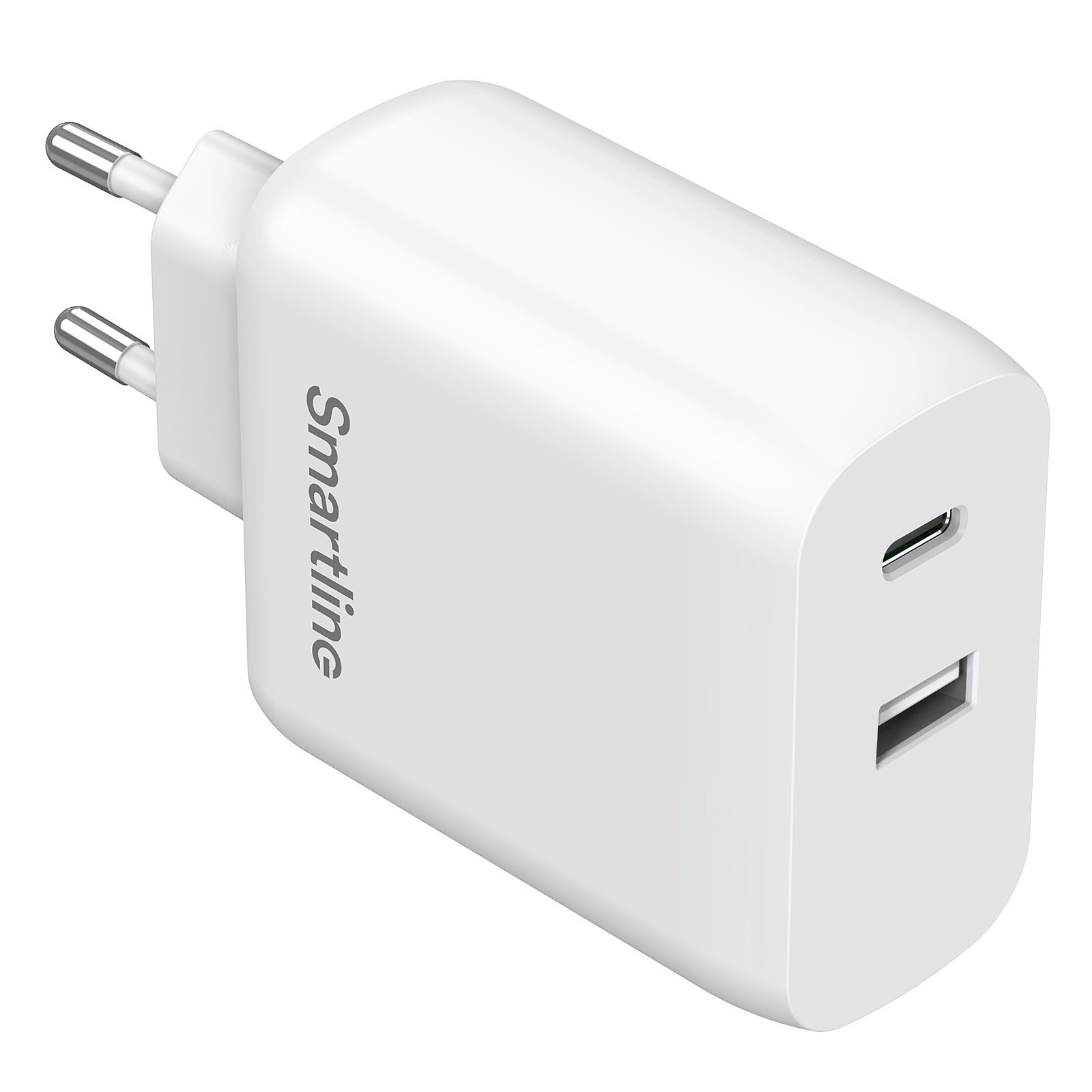 Dual USB-C+A Power Adapter GaN 65W Power Delivery White