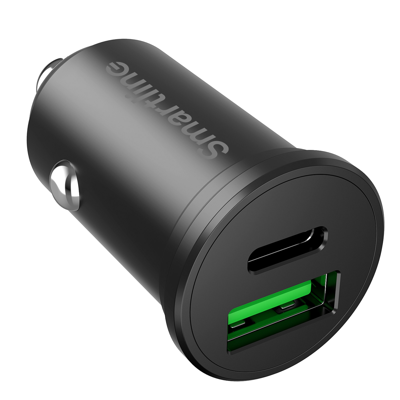 Dual Car Charger PD USB-C + USB-A 45W 12V-24V Black