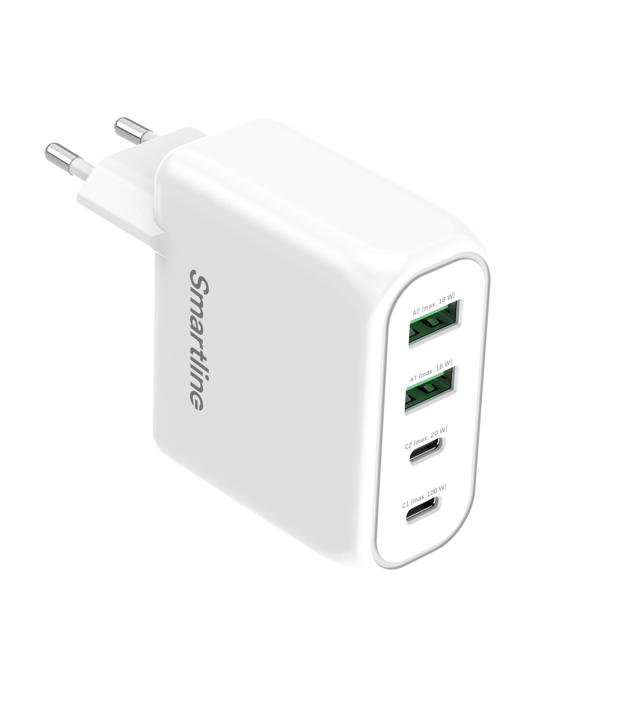 Wall Charger PD 100W 4 Port USB-C + USB-A White