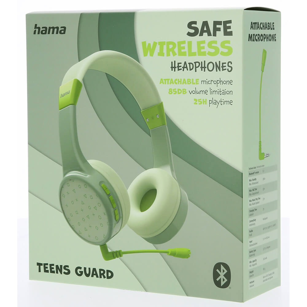 Teens Guard On-Ear Wireless Kids Headphones Green