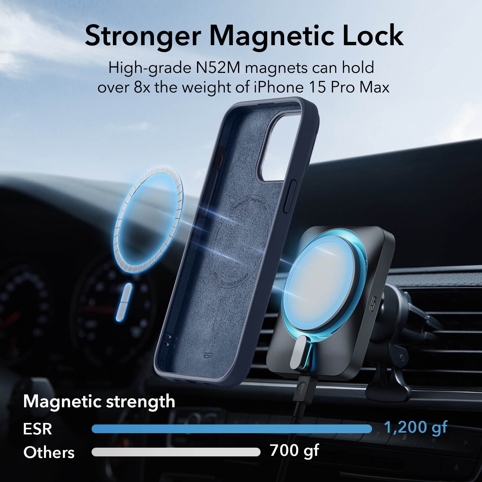 iPhone 15 Pro Max Cloud Kickstand HaloLock MagSafe Case Dark Blue