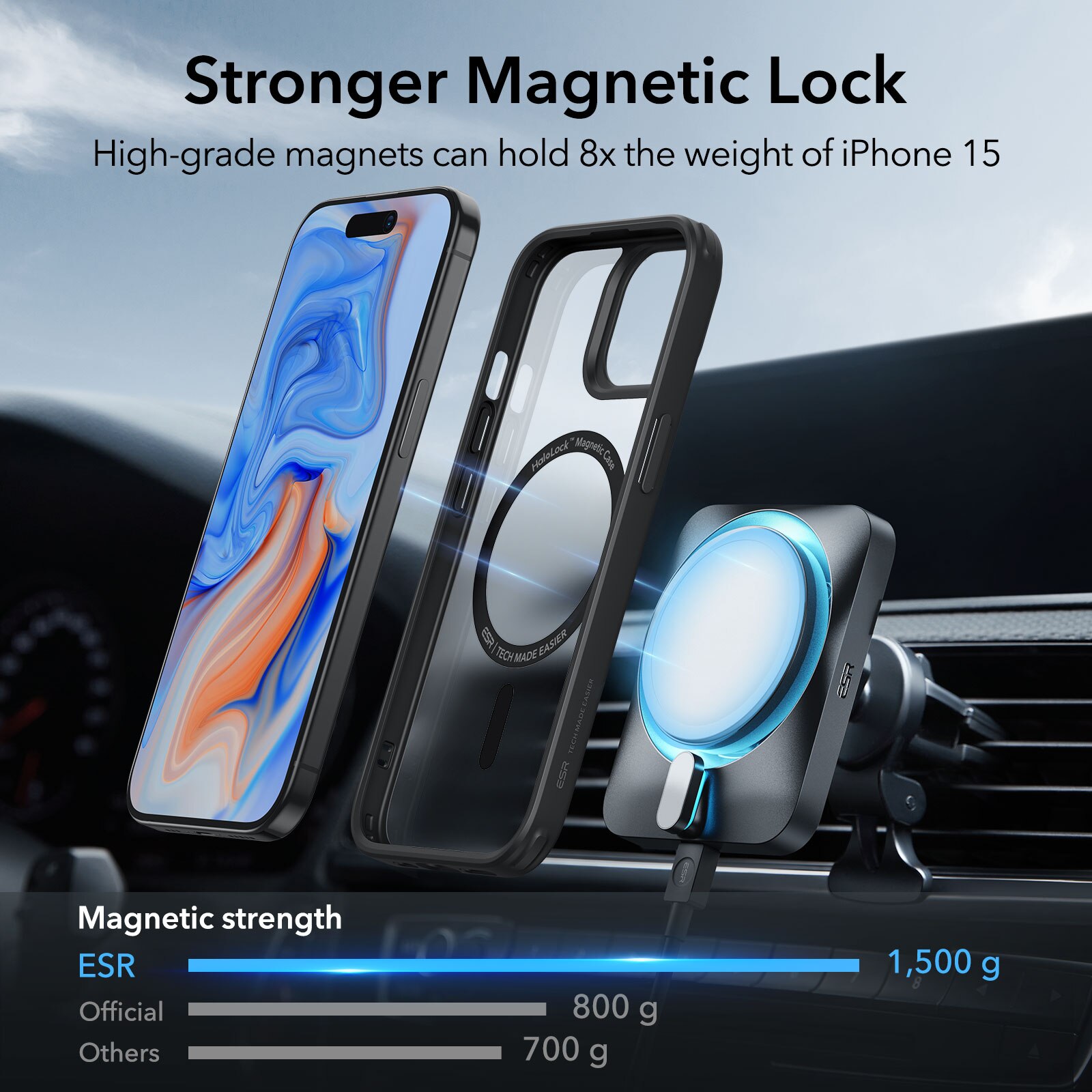 iPhone 15 Plus Classic Hybrid HaloLock MagSafe Black