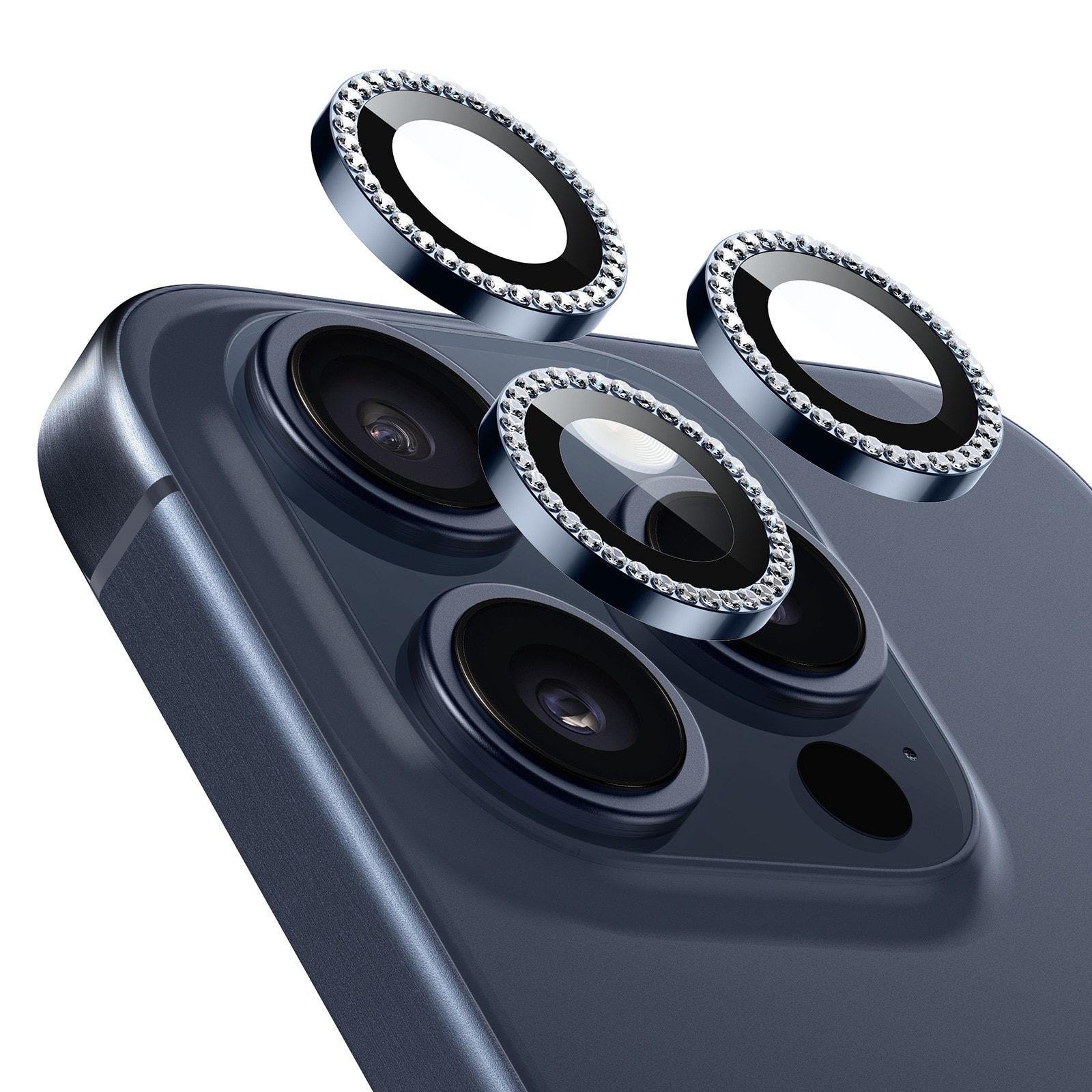 iPhone 15 Pro Max Armorite Camera Lens Protector Rhinestone Blue