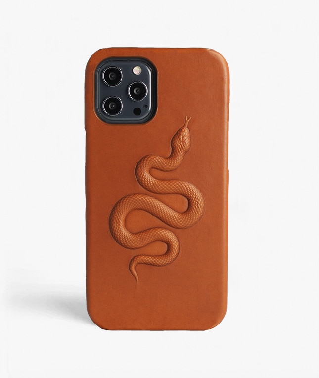 iPhone 12 Pro Max Case Snake Cognac