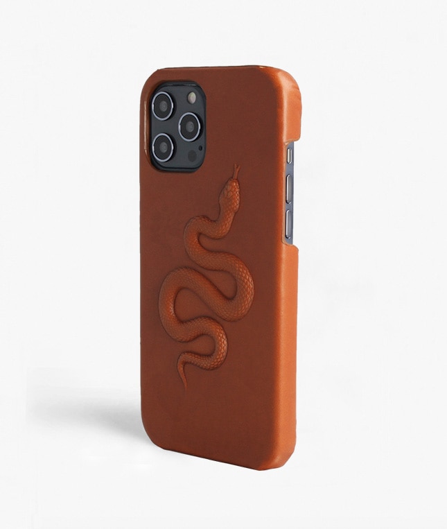 iPhone 12 Pro Max Case Snake Cognac