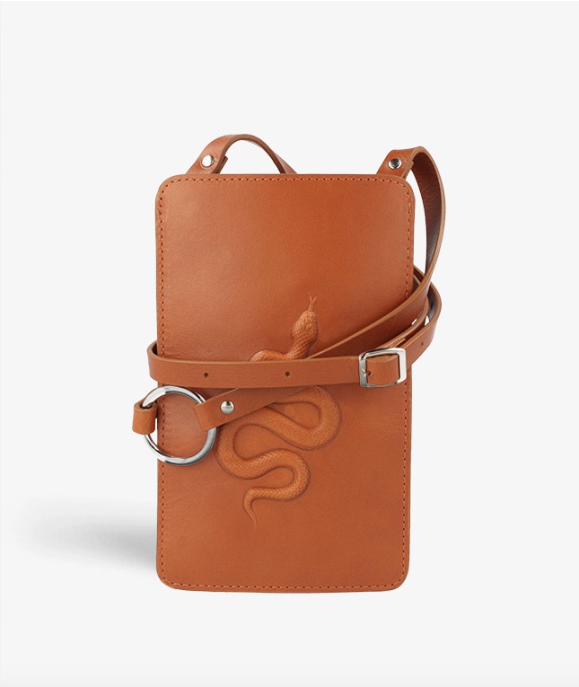 Smart Crossbody Bag Vegetable Tanned Snake Brown