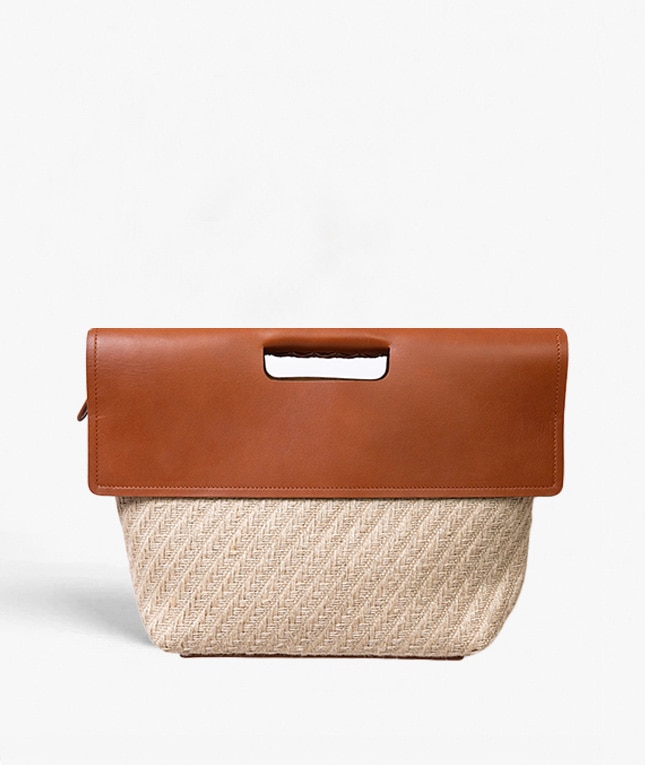 Classy Bag Jute Leather Vegetable Tanned Brown