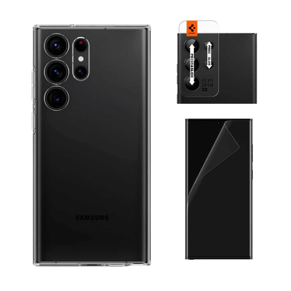 Samsung Galaxy S23 Ultra Kit w. Liquid Crystal Case, Screen Protector, Lens Protector
