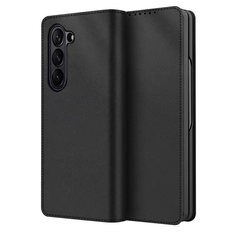Samsung Galaxy Z Fold 5 Genuine Leather Wallet Case Black