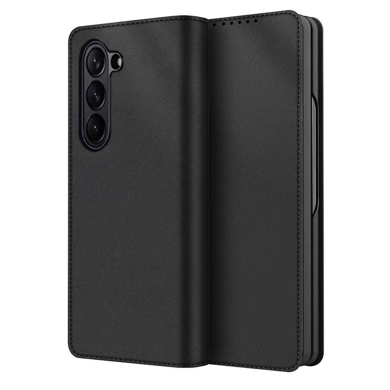 Samsung Galaxy Z Fold 6 Genuine Leather Wallet Case Black