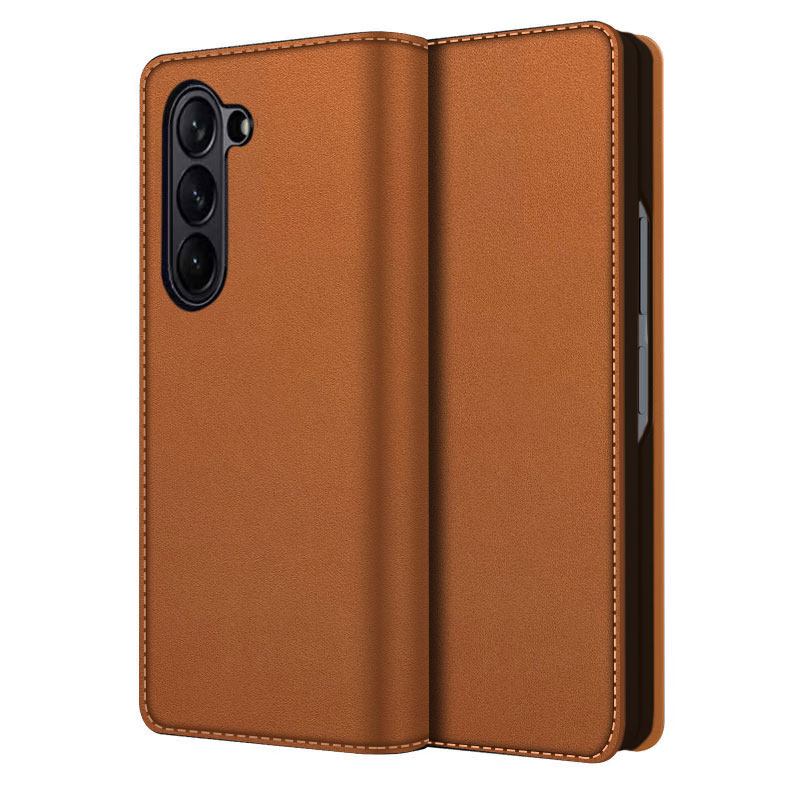 Samsung Galaxy Z Fold 6 Genuine Leather Wallet Case Cognac