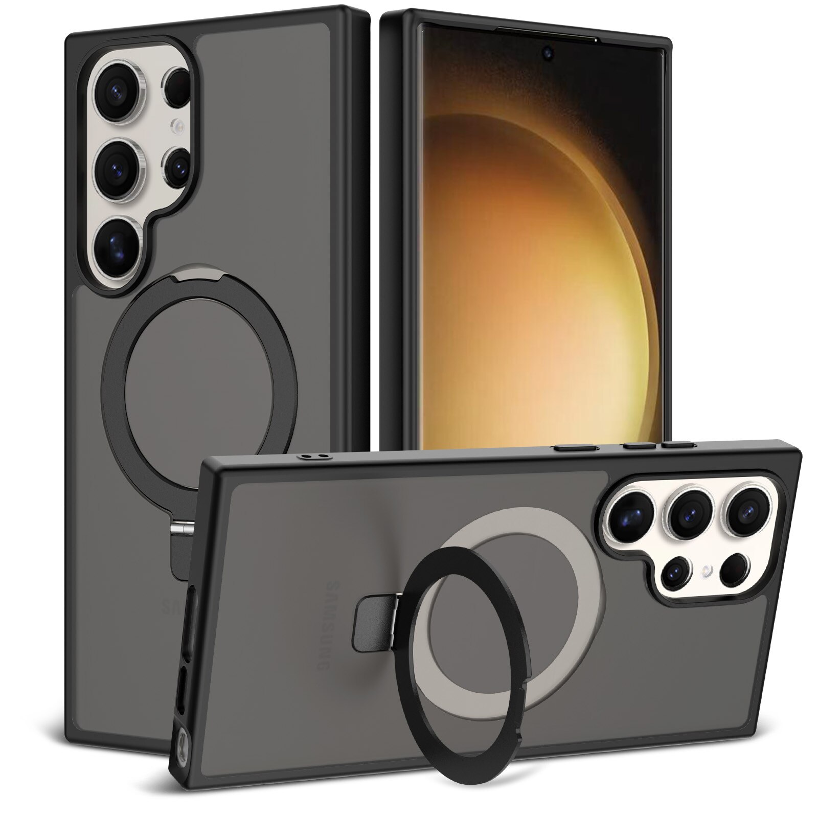 Samsung Galaxy S23 Ultra Hybrid Case Magnetic Ring Black