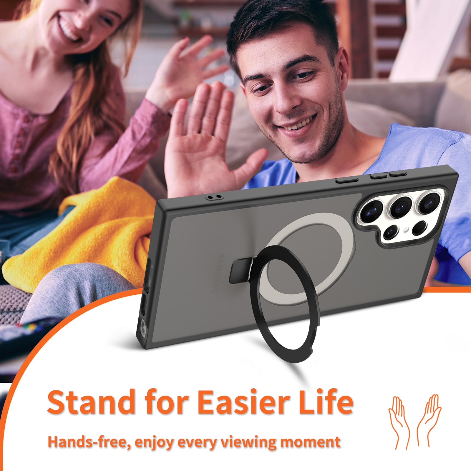 Samsung Galaxy S23 Ultra Hybrid Case Magnetic Ring Black