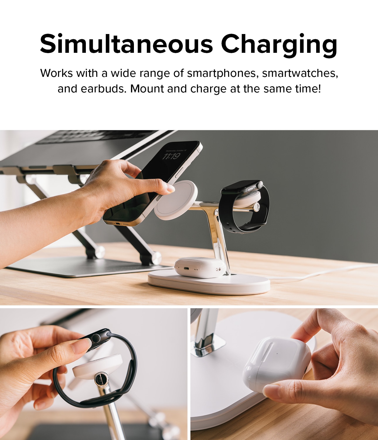 3-in-1 Wireless Charger Stand White