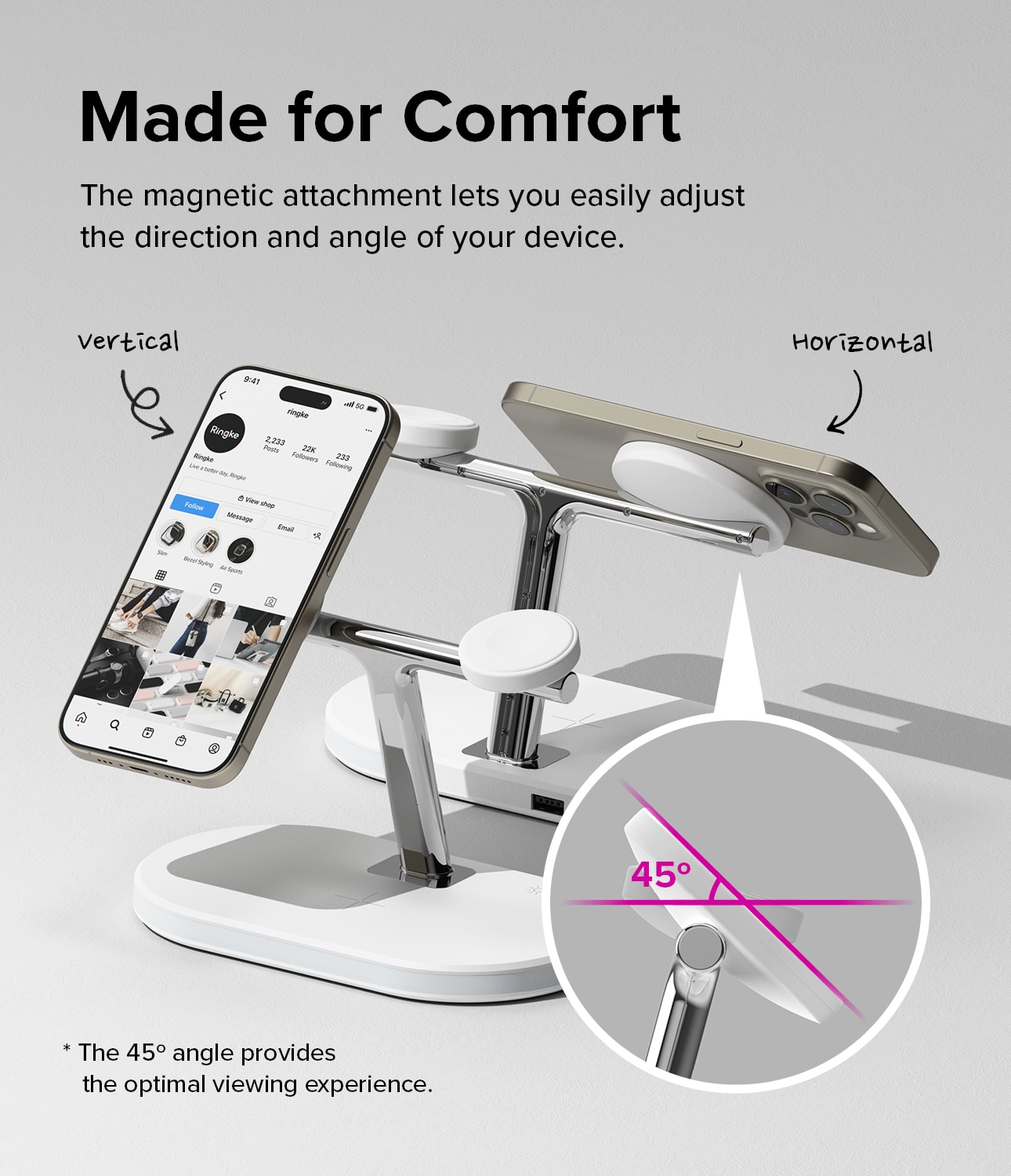 3-in-1 Wireless Charger Stand White