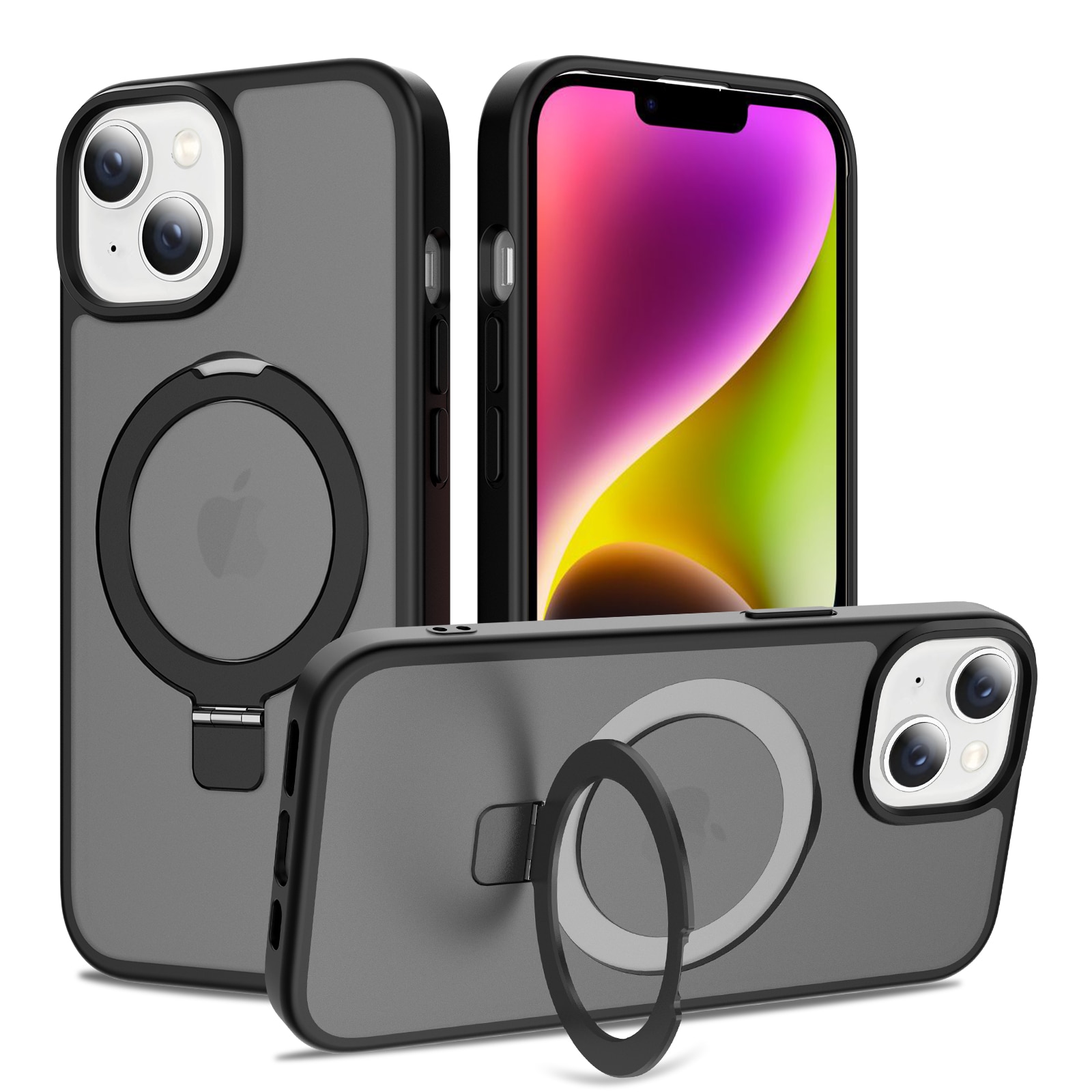 iPhone 13 Hybrid Case Magnetic Ring Black