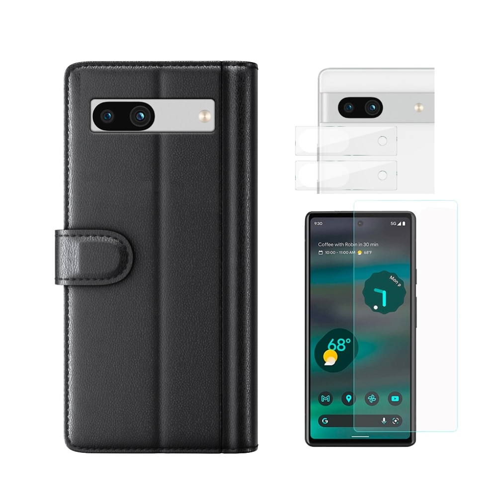 Google Pixel 7a Kit w. Wallet Case, Screen Protector and Lens Protector