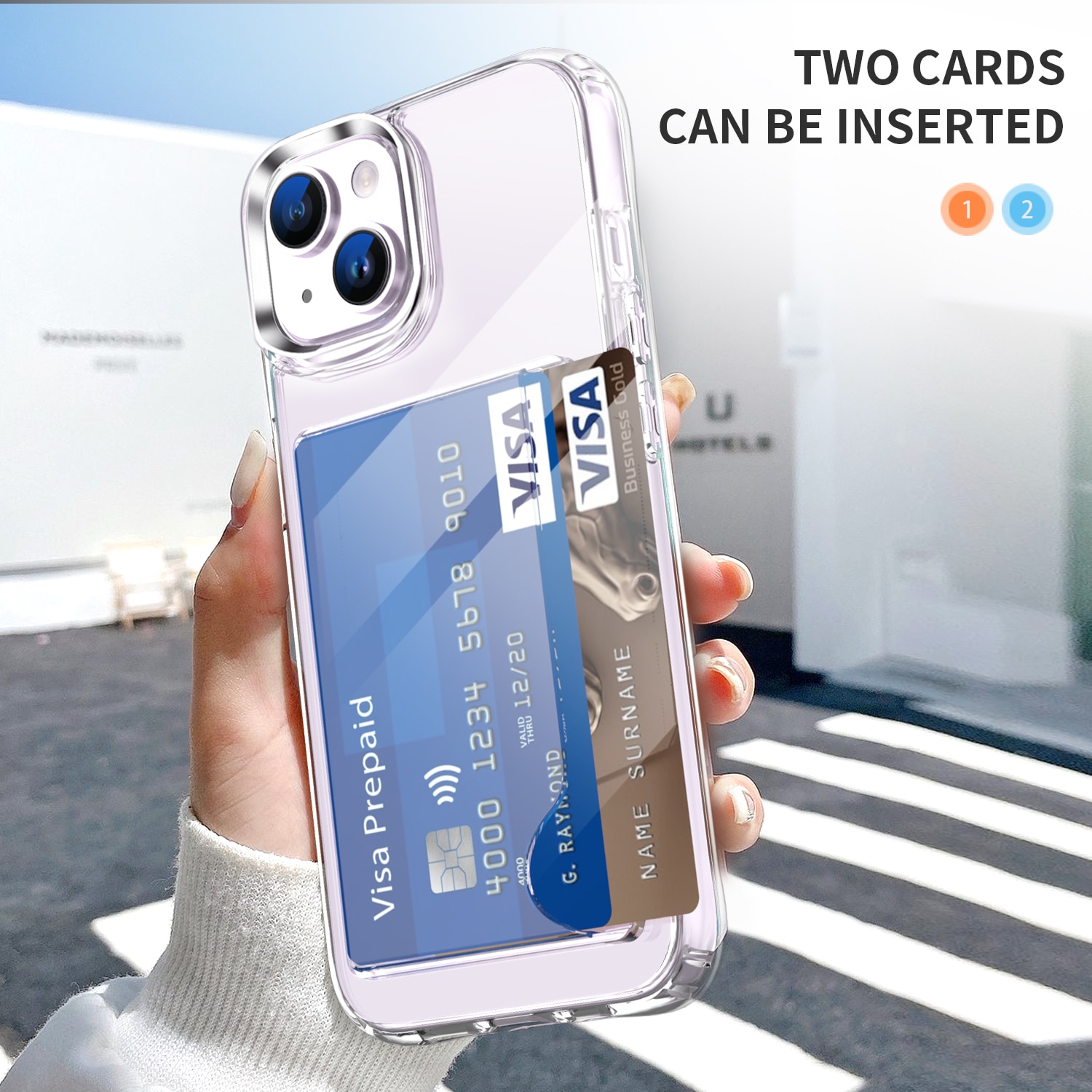 Hybrid Case Card Slot iPhone 15 Transparent