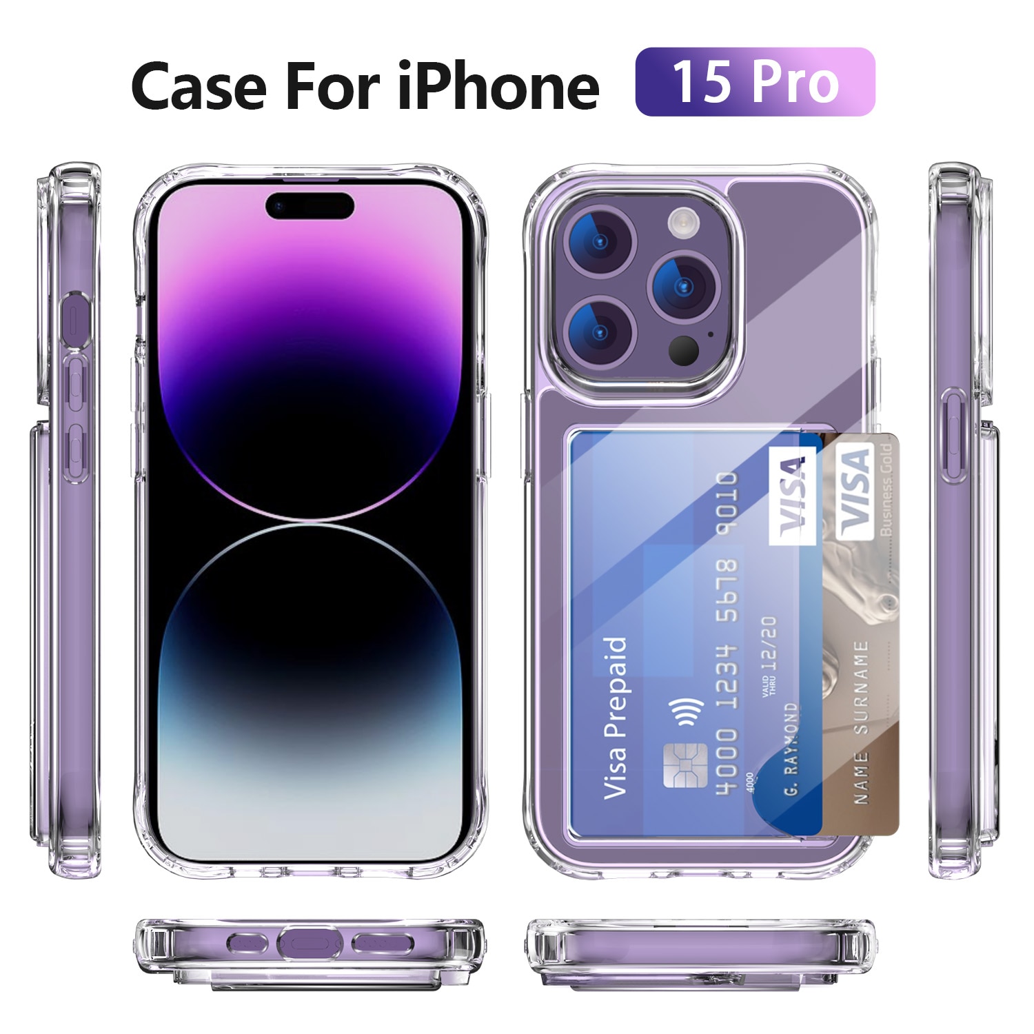 Hybrid Case Card Slot iPhone 15 Pro Transparent