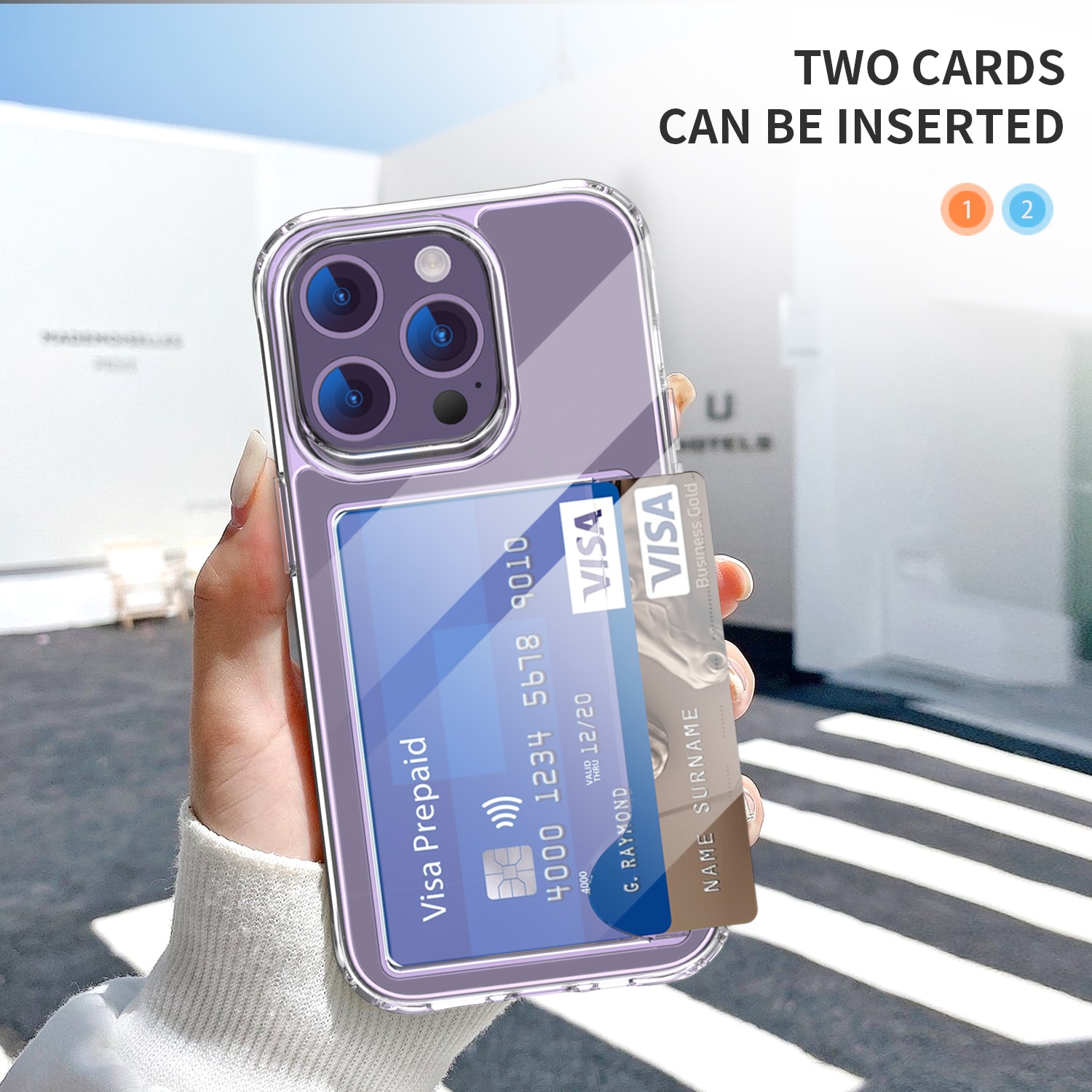 Hybrid Case Card Slot iPhone 15 Pro Transparent