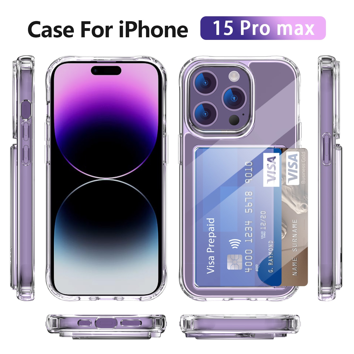 Hybrid Case Card Slot iPhone 15 Pro Max Transparent