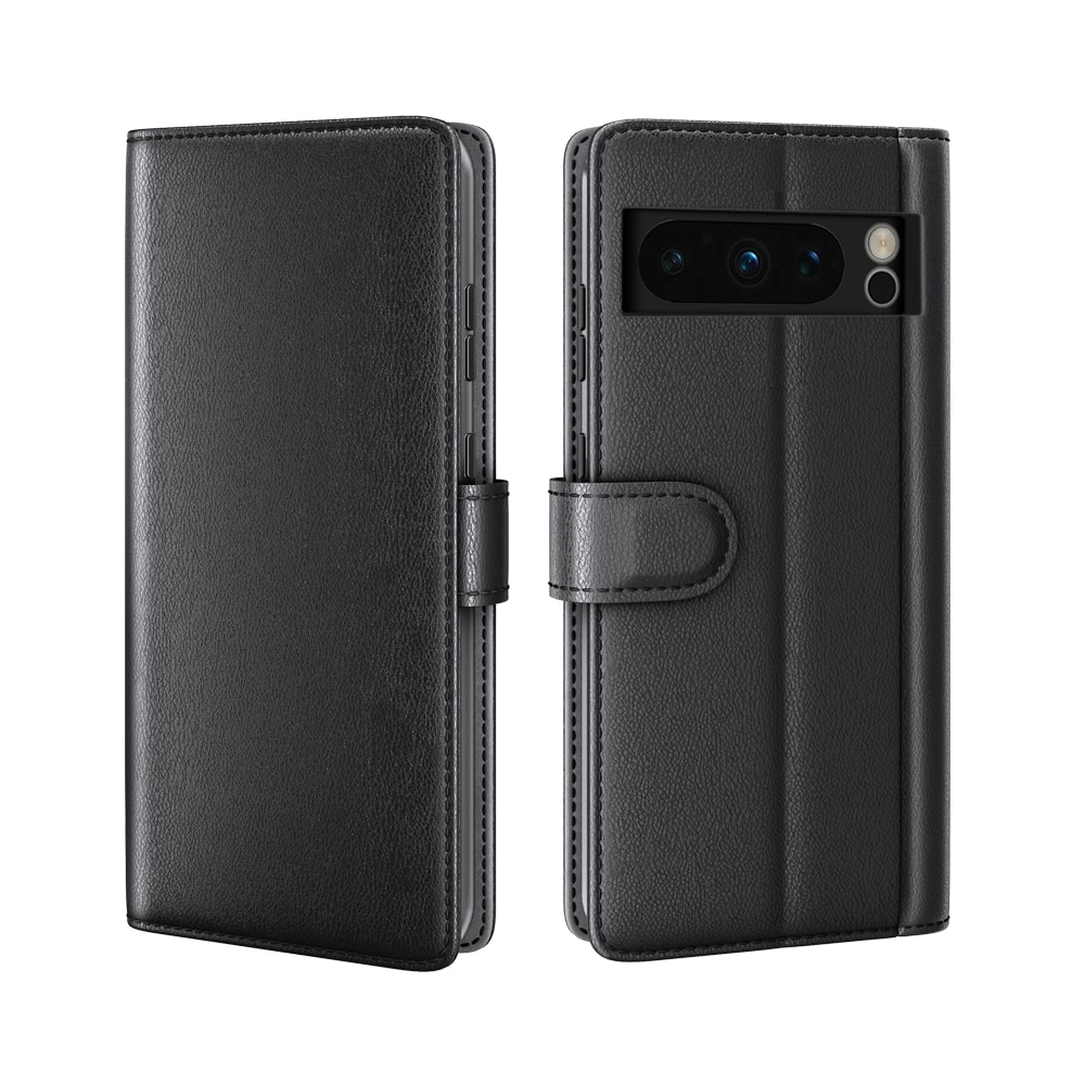 Google Pixel 8 Pro Genuine Leather Wallet Case Black