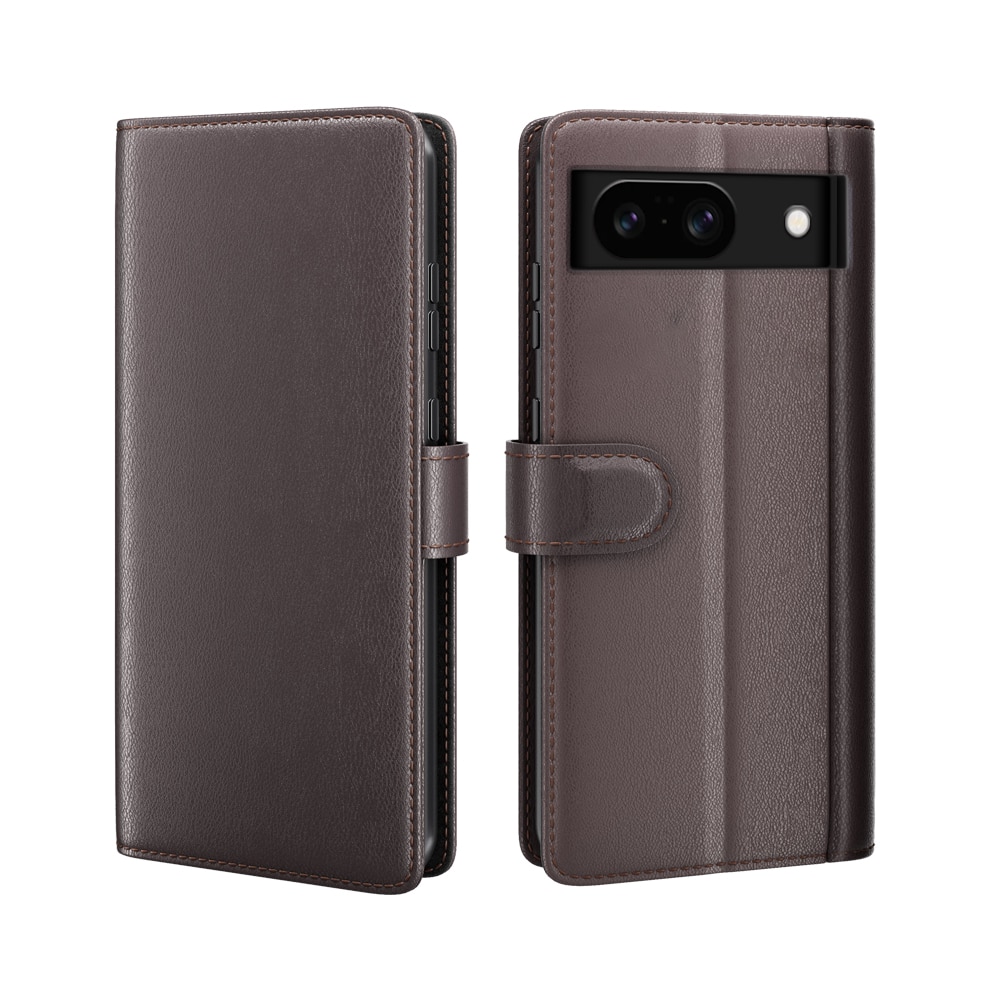 Google Pixel 8 Genuine Leather Wallet Case Brown