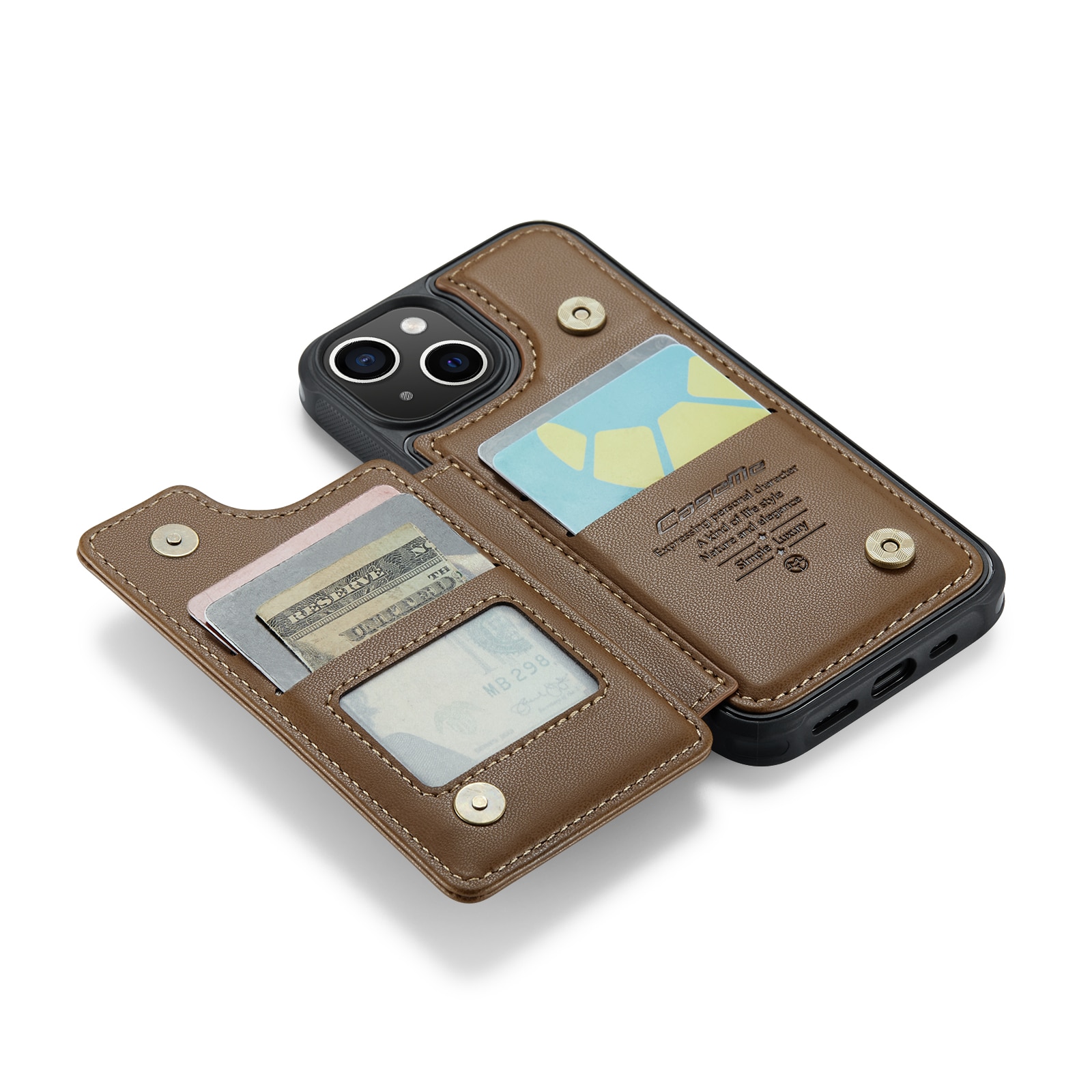 iPhone 15 RFID blocking Wallet Cover Brown