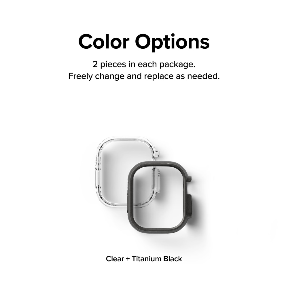 Apple Watch Ultra 2 49mm Slim Case (2-pack) Titanium Black & Clear