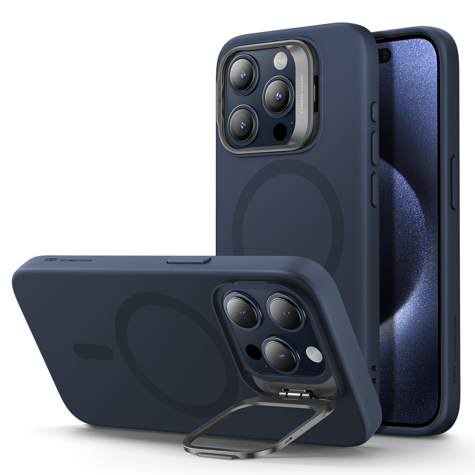 iPhone 15 Pro Cloud Kickstand HaloLock MagSafe Case Dark Blue